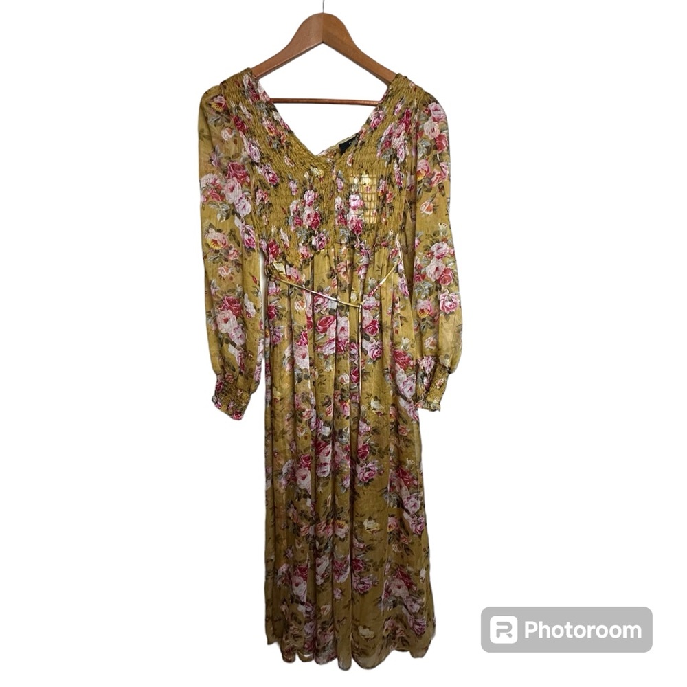 O.P.T. Women’s Size Small Floral Ruffled Tiered Midi Dress Slip Farmhouse Boho